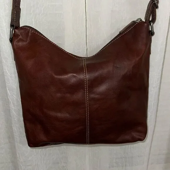 Rare Jack Georges Medium Brown Genuine Leather Vintage Messenger Crossbody Bag